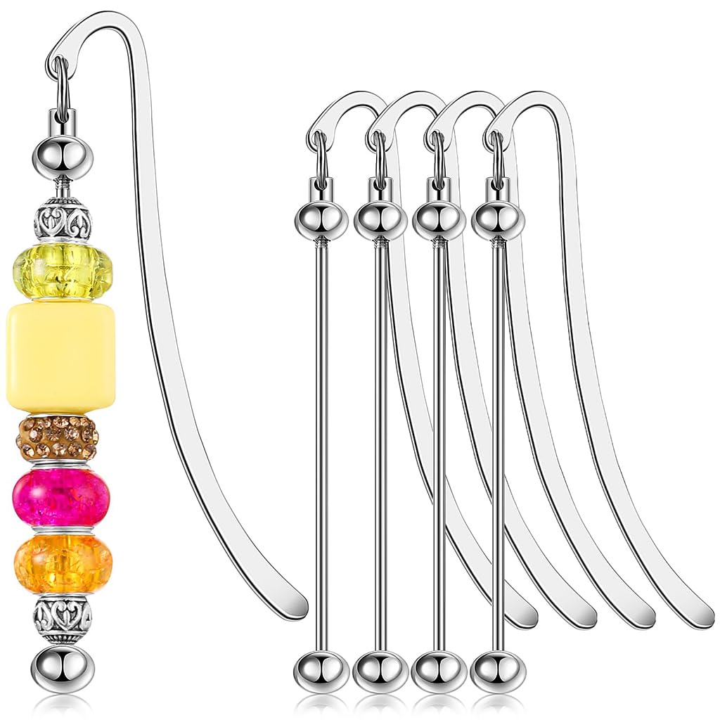 HASTHIP 4 Pcs Beadable Bookmarks DIY Metal Blank Bar Bookmark for Beads Modern Beaded Bookmark Craft Jewelry Pendant Charm Gift for Book Lovers Student Teacher Office Supplies (Silver) HASTHIP 4 Pcs Beadable Bookmarks DIY Metal Blank Bar Bookmark for Beads Modern Beaded Bookmark Craft Jewelry Pendant Charm Gift for Book Lovers Student Teacher Office Supplies (Silver)